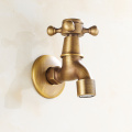 Antique Brass Wall Mount Double Using Water Faucet Bathroom Accessories Outdoor Sink Garden Taps Decorative Laundry Bibcock Cock