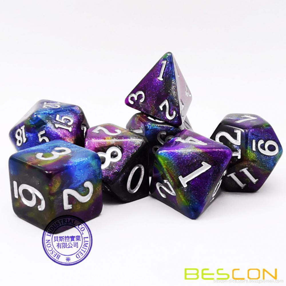 Bescon Starry Night Dice Set Series, 7pcs Polyhedral RPG Dice Set