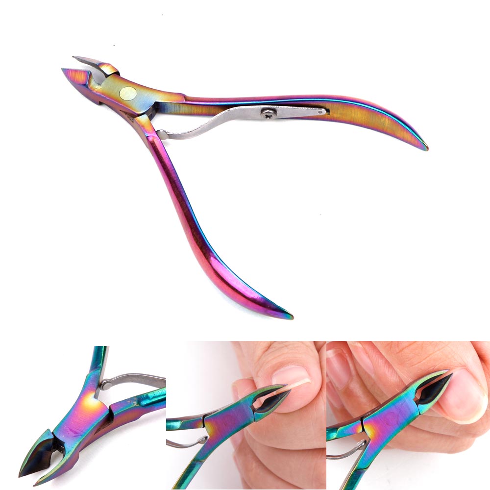 Stainless Steel Nail Clipper Cutter Scissor Rainbow Tweezer Clipper Dead Skin Remover Edge Cutter Plier Manicure Nail Art Tools