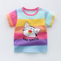 Unisex Baby Summer T Shirt Cartoon Printed Flower Rainbow Tops Tees Kids Children Casual Clothing Cotton T-shirt For Girls Boys