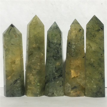 Natural Tower Green Prehnite Geode Quartz Crystal Home Furnishing Decor Stone Gift Rod Column Treatment Obelisk Healing Wand