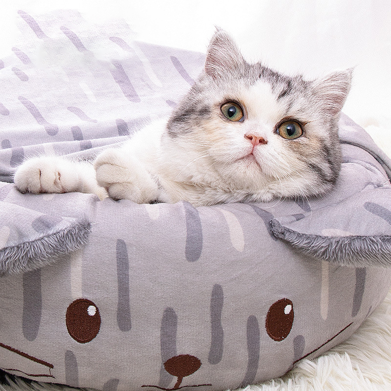 Pet bed for cat kennel cushion blanket products for pets accessories for cats sleeping bag house cama para gato domek dla kota