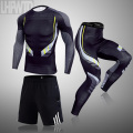 3pcs/set Mens Tracksuit Sport Suit Gym Fitness Compression Clothing Thermal underwear set Jogging Wear Exercise Workout Tights