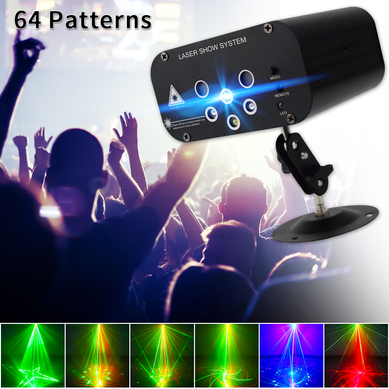 YSH Disco Light 6 Beam 64 Pattern LED Laser Laser Projector Christmas Party DJ Light Voice-Activated Disco Xmas For Wedding