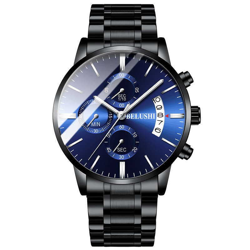 BELUSHI Fashion Men's Quartz Watch Chronograph Sport Men Watches Top Brand Luxury Full Steel Waterproof Clock Male Wristwatch