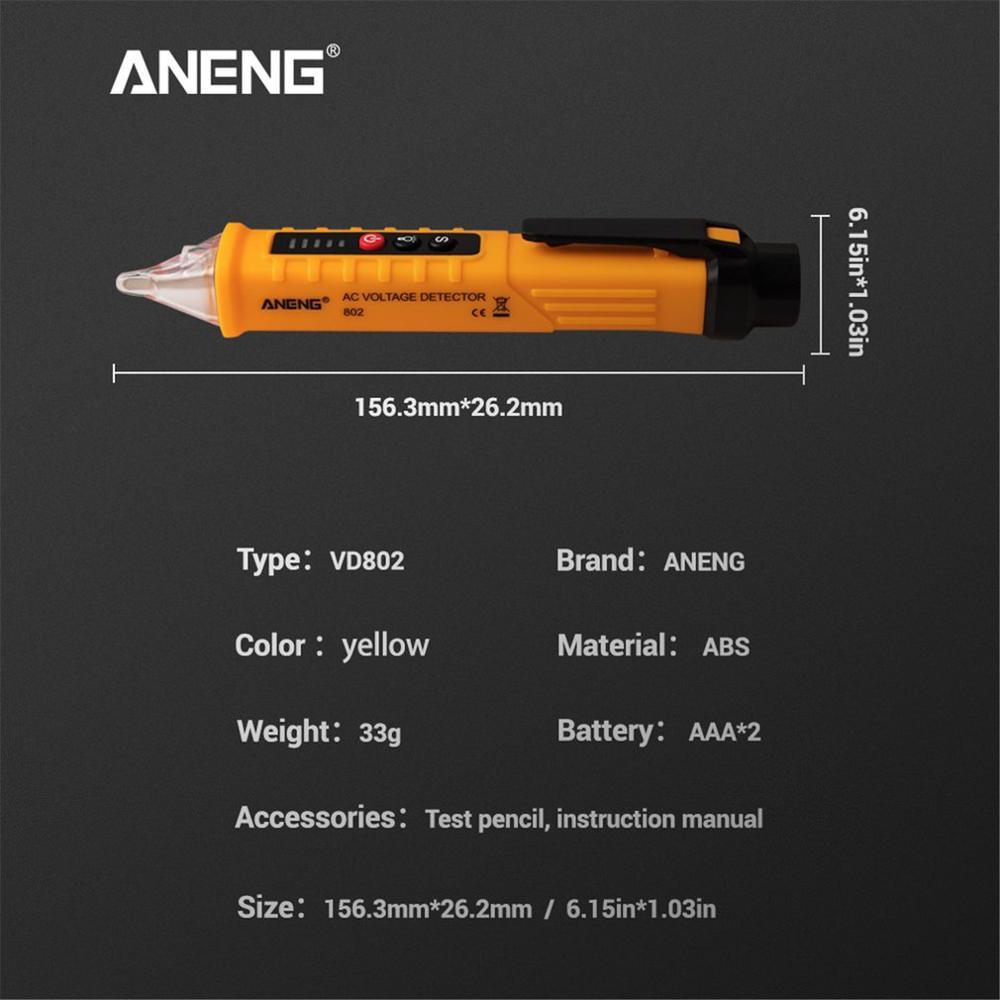 ANENG VD802 Non-contact AC Voltage Detector Tester Meter 12V-1000v Pen Style Electric Indicator LED voltage meter vape pen