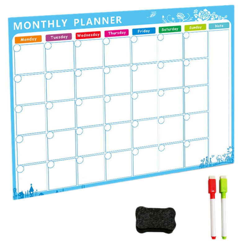 Magnetic Whiteboard Dry Erase Board Magnets Fridge Refrigerator To-Do List Monthly Daily Planner