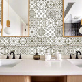 10pcs/set Gray Hard Tiles Floor Wall Stickers Kitchen Bathroom Tables Decoration Wallpaper Peel & Stick Shiny Surface Art Mural