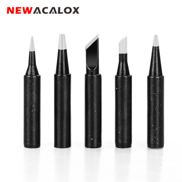 NEWACALOX 5pcs/lot Black Metal Soldering Iron Tips 900M Welding Tip I/2.4D/K/4C/B Soldering Iron Head Set for Most 936 Soldering