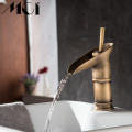 Antique Wine Glass Single Lever waterfall Bathroom Basin Faucet Brass Antique Hot and Cold bathroom Sink Mixer Taps Torneira Mic