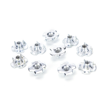 10Pcs/Set M4/M5/M6/M8/M10 Carbon Steel Four Prong Furniture T Nuts Inserts Wood Zinc Plated Fastener Hardware