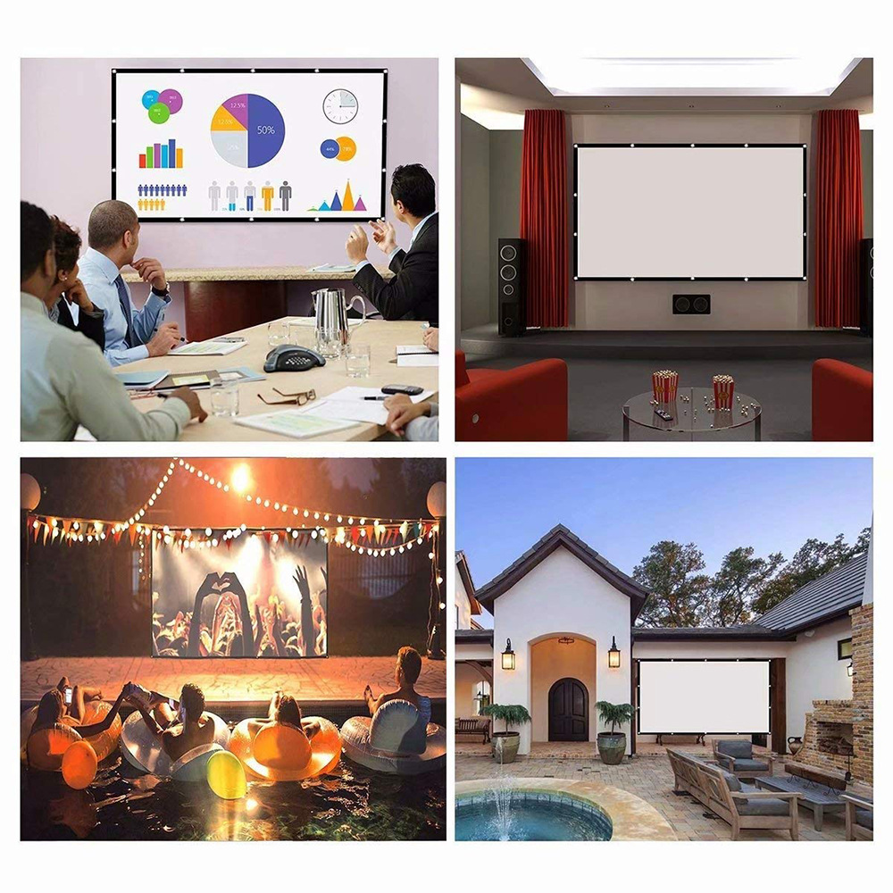 16: 9 Portable Projector Screen Curtain Wall Mounted Projection Screen Home Theater Outdoor Office HD Projector Screen Canvas