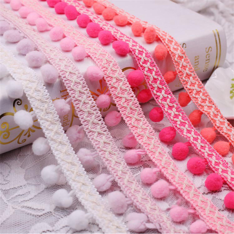 Tassel Lace Ribbon With Pompom Ball Trim Colorful Ribbons DIY National Wind Garment Accessories Home Party Decoration 1yard/pack