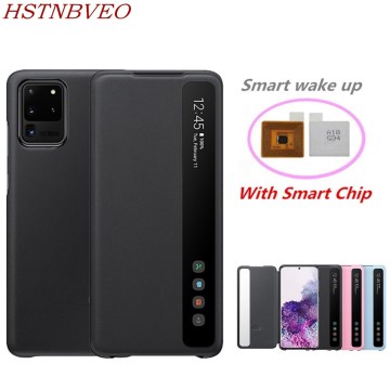 Smart Chip Stand Case For Samsung Galaxy S20/S20 Plus 5G Window View Clear Mirror Flip Cover For Samsung Galaxy S20 Ultra 5G