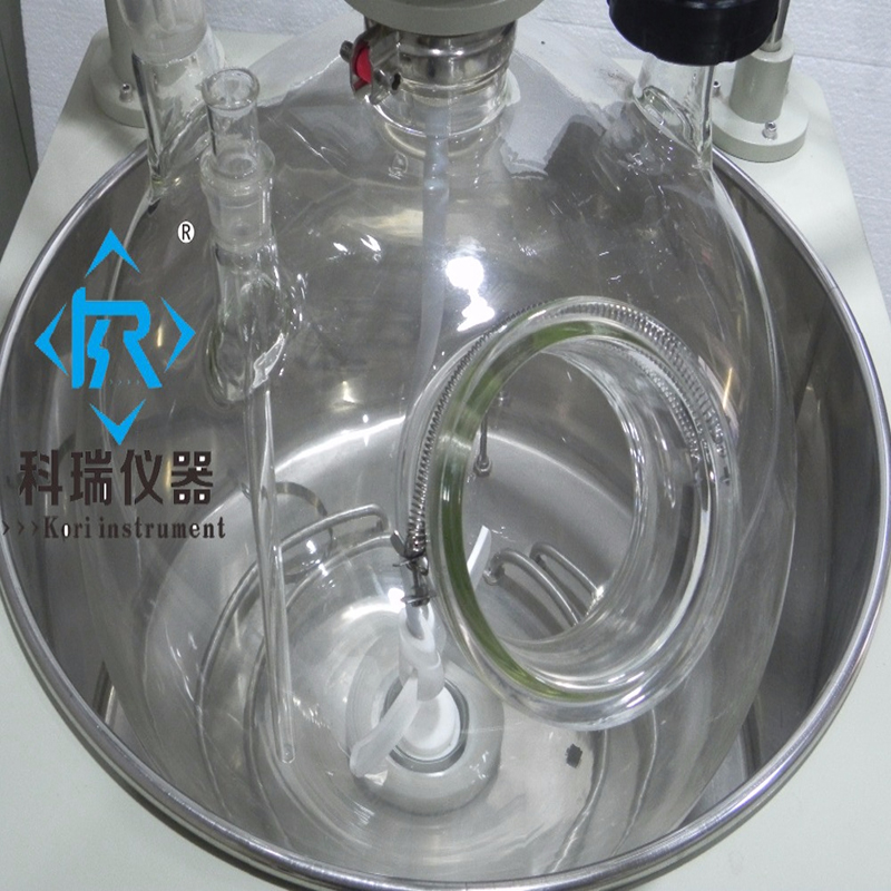 Laboratory Equipment 50L Single layer Glass-lined Jacketed heating reactor with condenser falsk with water bath / lab Reactor