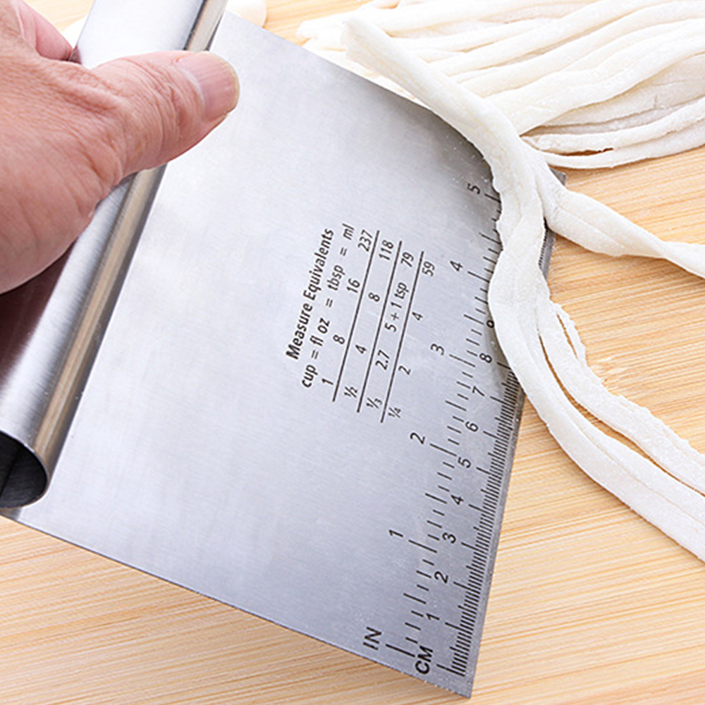 BEEMSK 1PCS Stainless Steel Metal Slicer Scraping Panel Dough Cutting Tool Powder Table Scribing Scale