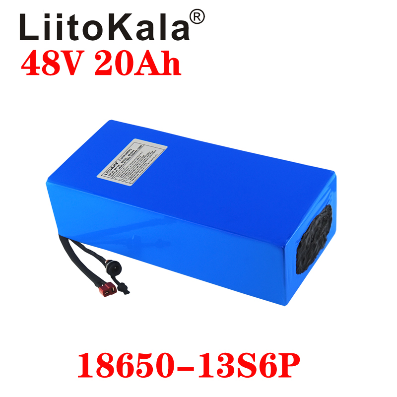 LiitoKala 18650 48V 20ah 13S6P Lithium Battery Pack 48V 20AH 1000W electric bicycle battery Built in 20A BMS 54.6V 2A charger
