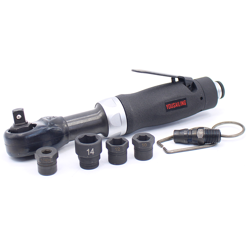 Top Quality Taiwan Perforation Type Multi-function 1/4 or 3/8 Pneumatic / Air Ratchet Wrench Tool with Sockets M10-M14