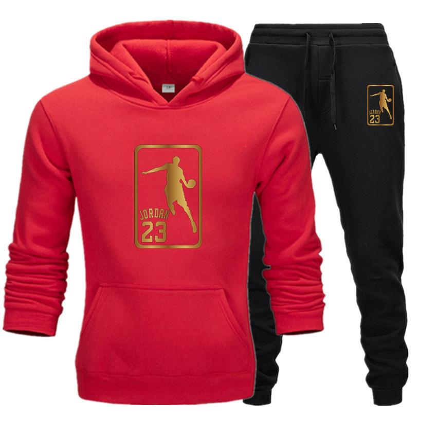 New 2020 Hoodies Suit Basketball 23 Tracksuit Sweatshirt Fleece Hooded Suit+Sweat Pants Jogging Homme Pullover 3xl Male Men Set