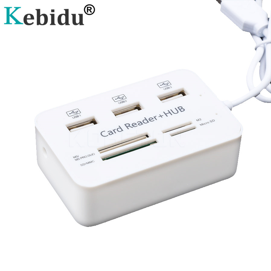 Kebidu USB Hub 3 Ports HUB Splitter HUB 2.0 With SD/TF/M2 Card Reader For i8 Keyboard PC Laptop Camera Micro SD Card