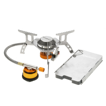 TOMSHOO Outdoor Camping Gas Stove + 9-Plate Windscreen Windshield + Gas Cartridge Stove Adapter Cooking Burners Cookware Set