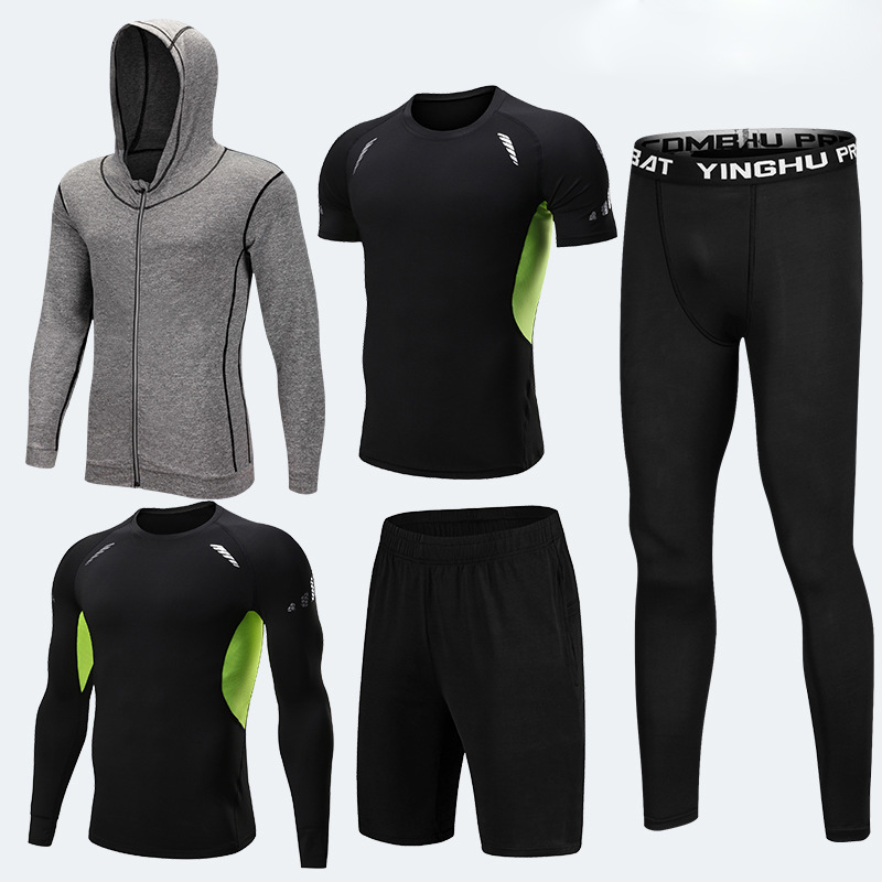 Mens Sportswear 5 Pcs/Set Male Tracksuit Compression Sports Wear For Men Gym Fitness Clothes Running Jogging Workout Sport Suits