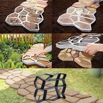 Garden Paving Molds DIY Plastic Walk Manually Road Path Maker Garden Propylene Paving Cement Brick Stone Concrete Mould