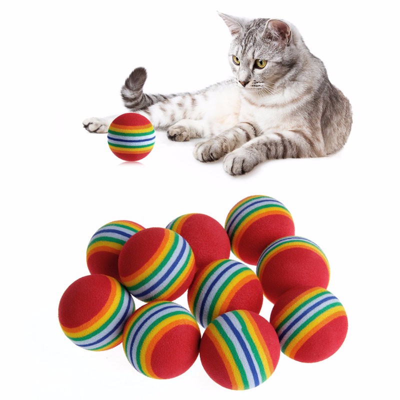 10PCS EVA Colorful Cat Toy Ball Interactive Cat Toys Play Chewing Rattle Scratch Natural Foam Ball Training Pet Supplies