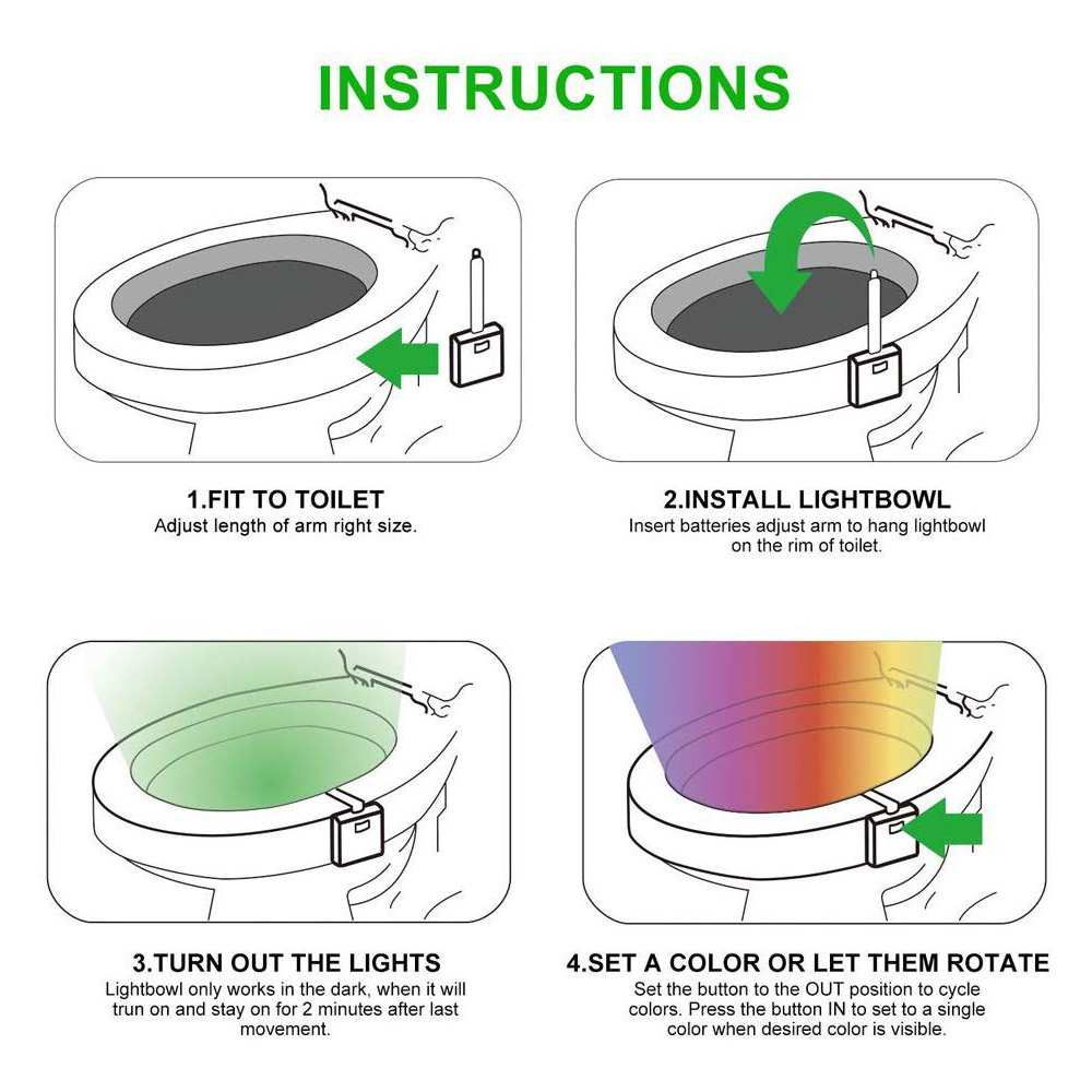 Toilet Seat Night Light Smart PIR Motion Sensor 8 Colors Waterproof Backlight LED Toilet Bowl Luminaria Lamp WC Toilet Light