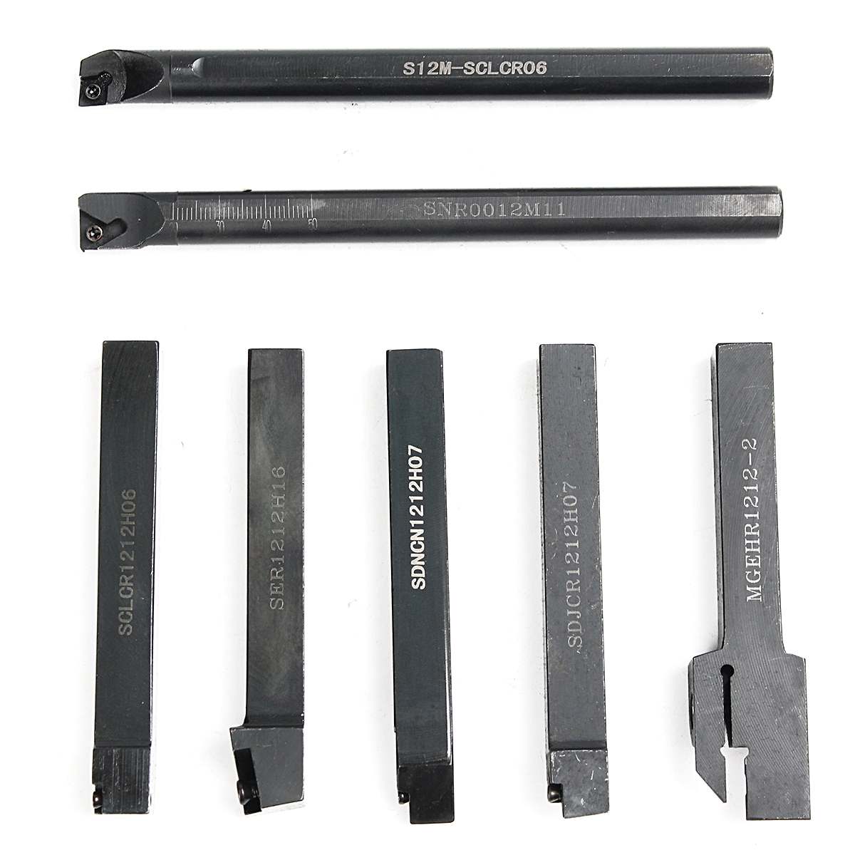 7PCS DCMT CCMT Carbide Insert + 7PCS 12MM Lathe Turning Tool Holder Boring Bar + Wrench For Lathe Turning Tool