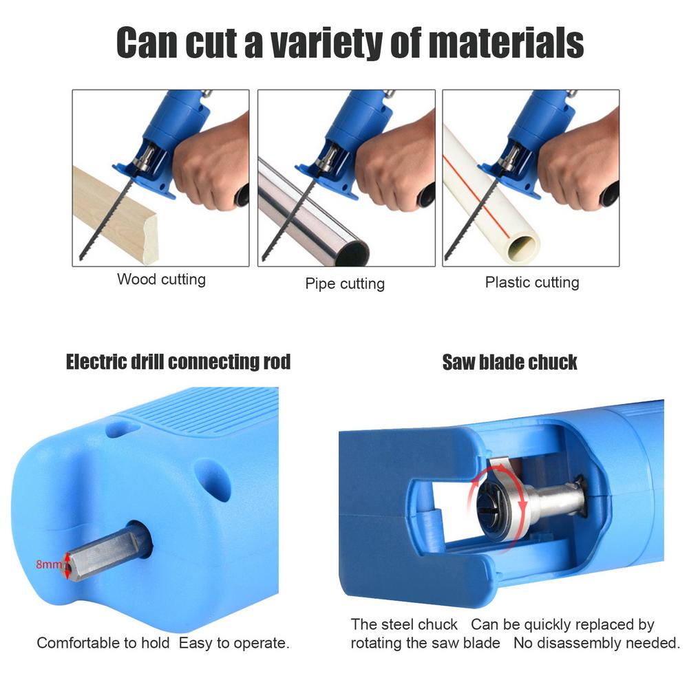 Portable Reciprocating Saw Adapter Set for Wood Metal Cutting Set Changed Electric Drill Into Reciprocating Electric Saw Parts