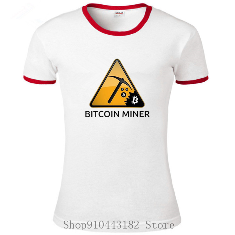 T Shirt Women's Bitcoin Miner Mining Black T-Shirt 100% Cotton Tees Shirt Short Sleeved Plus Size Funny Round Neck XXXL Big Size