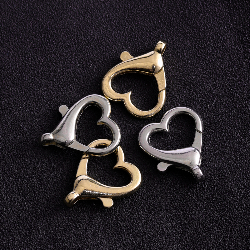 10pcs/lot Alloy Heart Shape Lobster Clasp Key Chain Split Hooks For DIY Jewelry Making Necklace Bracelet Connector Accessory