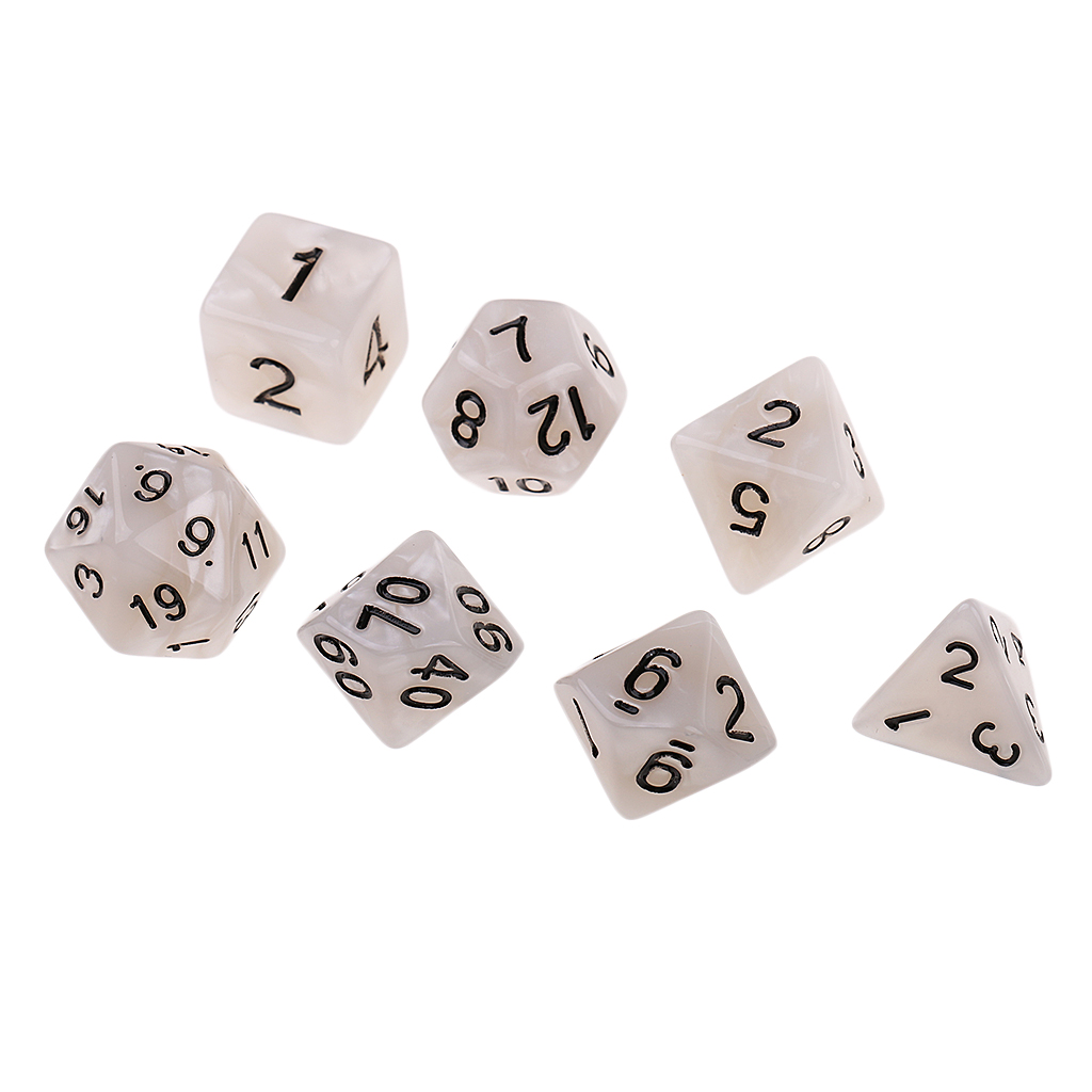 7Pcs Pearl Grain Polyhedral Dice D4 D6 D8 D10 D12 D20 TRPG for DND MTG Games