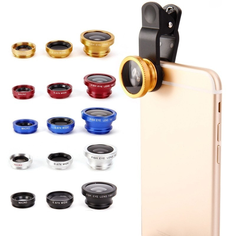 3 In 1 Wide Angle Macro Fish Eye Lens Camera Kits Universal Smartphone Fisheye Lenses For iPhone Samsung Huawei Xiaomi Oneplus