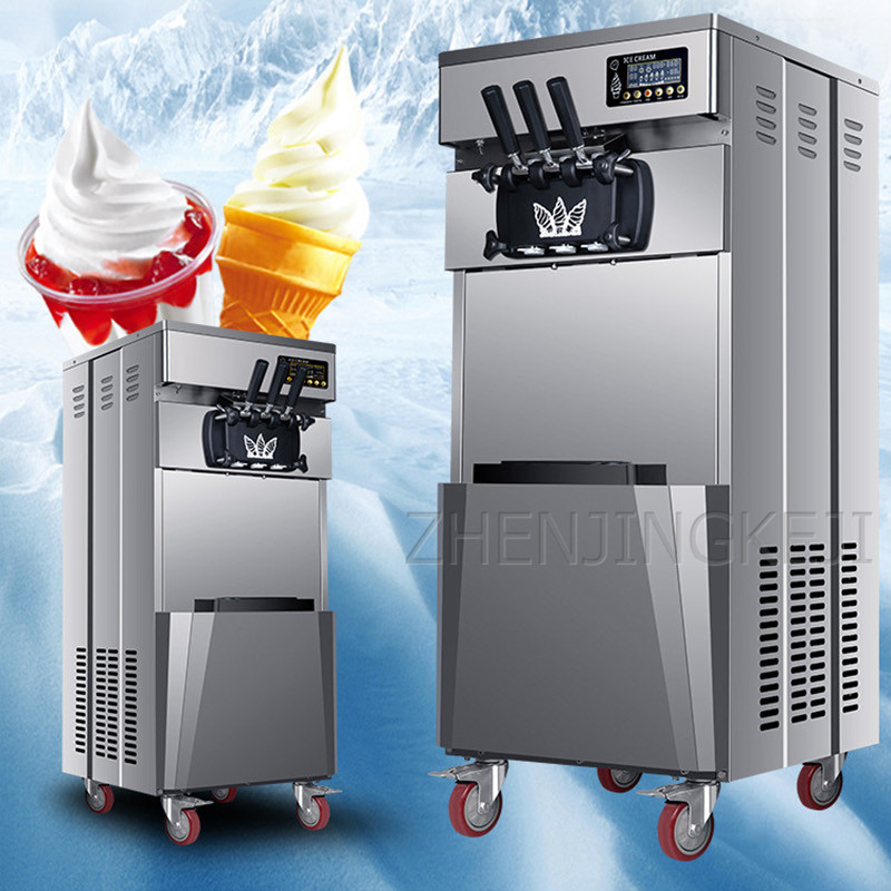 Vertical Ice Cream Machine Commercial 48L/H Output Ice Cream Maker Double Compressor 220V/3800W Sweet Cone Freezing Equipment
