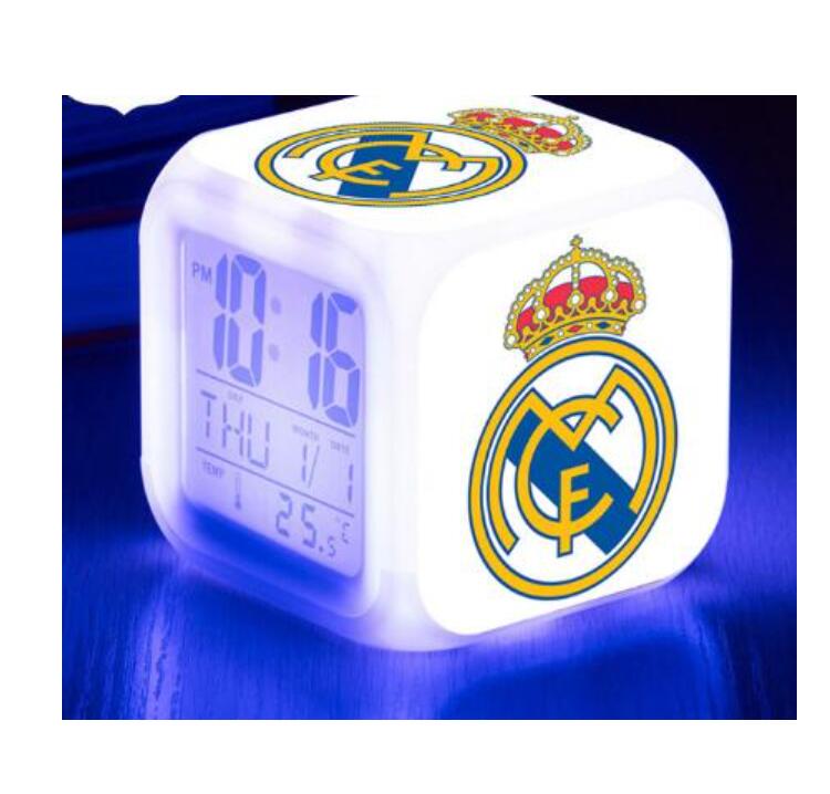 La Liga Football Team/Club LED Alarm Clock Digital Watch Athletic Soccer Club 7 color Chaning clock Children Xmas Gifts Toy