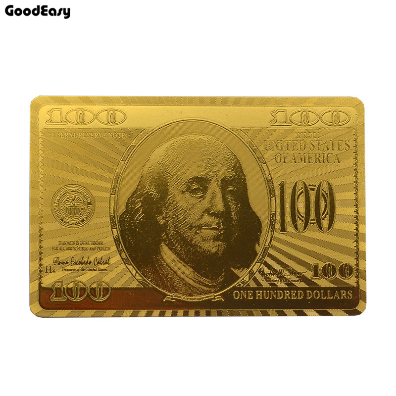 24K Plated Euro US dollars Style Waterproof Plastic Playing Cards Gold Foil Poker PVC Magic Card Table Games Casino Accessories