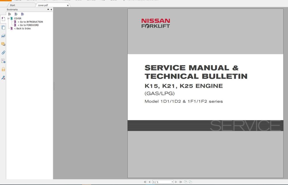 for NISSAN UNICARRIERS Forklift Part Catalog & Service Manual (PDF) Updated 2017