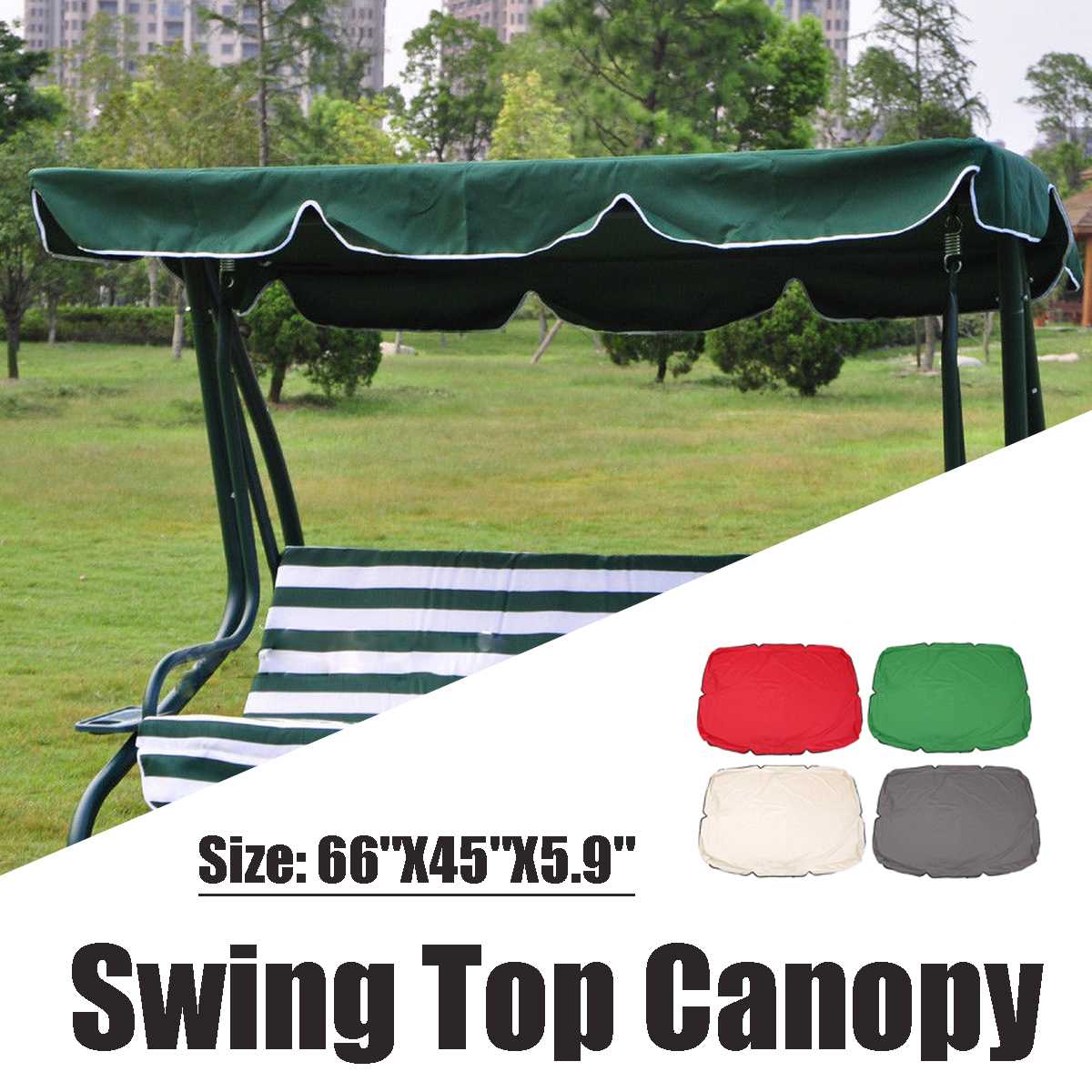 66"X45"X5.9" Garden Swing Awning Canopy Outdoor Gazebo Courtyard Swing Chair Hammock Tent Waterproof Summer Sun Shade Sail