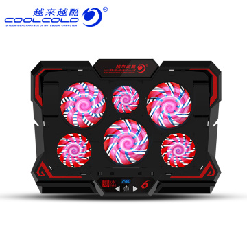 COOLCOLD 17 inch Gaming Laptop Cooler Six Fan Led Screen Two USB Port 2600RPM Laptop Cooling Pad Notebook Stand for Laptop