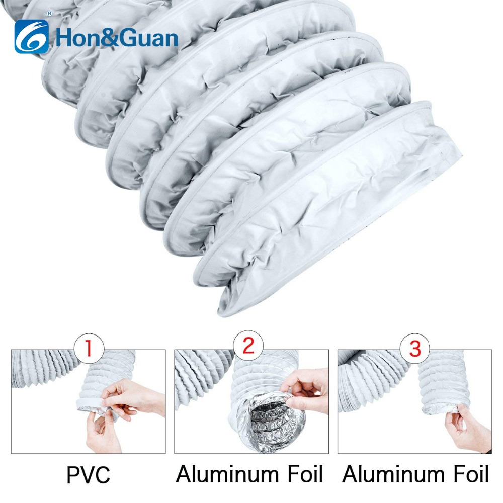 4''~8'' Flexible Aluminium Foil Ducting Hose for Inline Duct Fan Exhaust Extractor Ventilation Pipe Outlet Air Vent 5M 10M