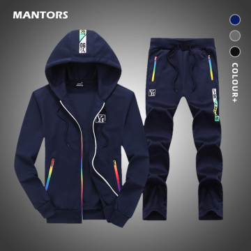 Brand Men Hoodies Tracksuit 2020 Hooded Sweatshirt Men's Set Autumn Winter Two Pieces Set Jacket+Pants Sportswear Rainbow Suit