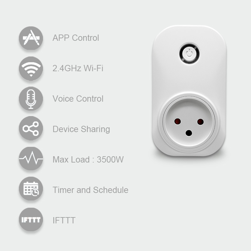 Tuya Smart Life Wifi Socket Israel Type 16A Plug App Remot Control Voice Control with Google Home Alexa Echo Timer the Devices