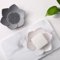 Creative Petal Soap Dish Bathroom Silicone Drain Soap Tray Toilet Simple Drain Soap Rack Bathroom Storage Box