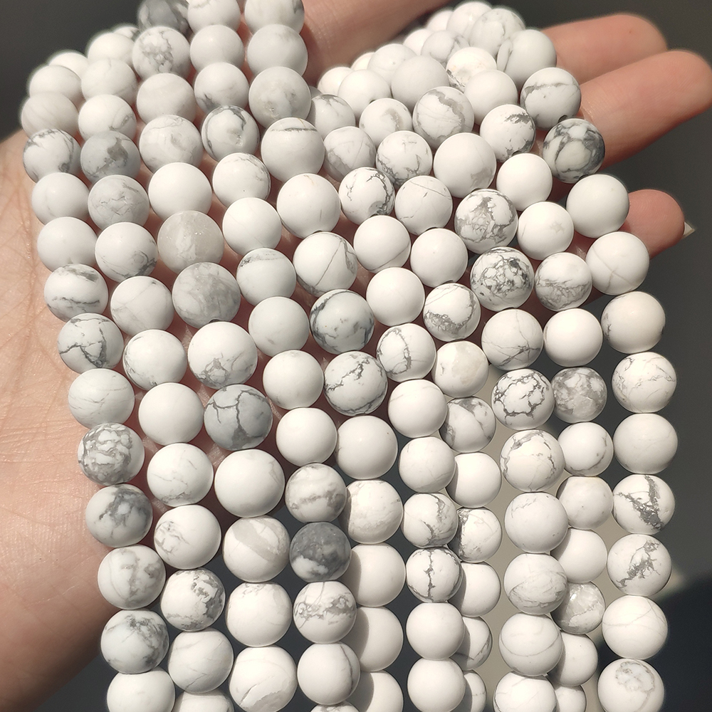 Natural Stone Beads Dull Polish Matte White Turquoises Howlite Round Beads For Jewelry Making 4/6/8/10mm Beaded Bracelet