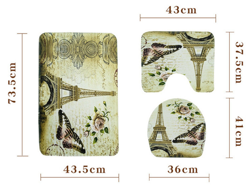Butterfly Tower Toilet Seat Carpet 2 pcs/set And 3 pcs/set Slippery Water Absorbing Soft Bathroom Mat Bathroom Rugs And Mat Set