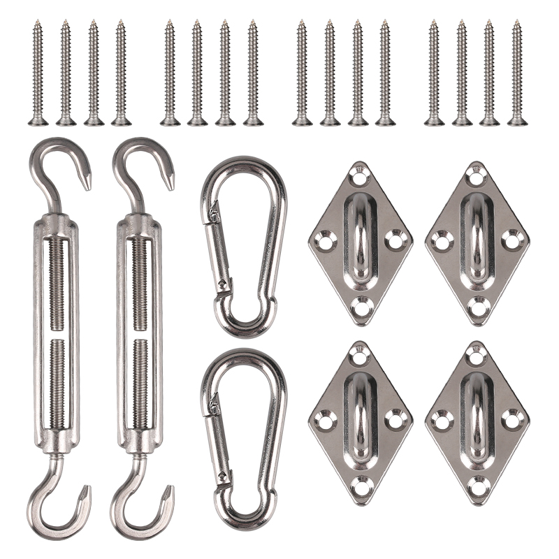 Sun Sail Accessories Hardware KitFixing Sail Canopy Fixings Stainless Steel for Rectangle and Square Sun Shade Sail