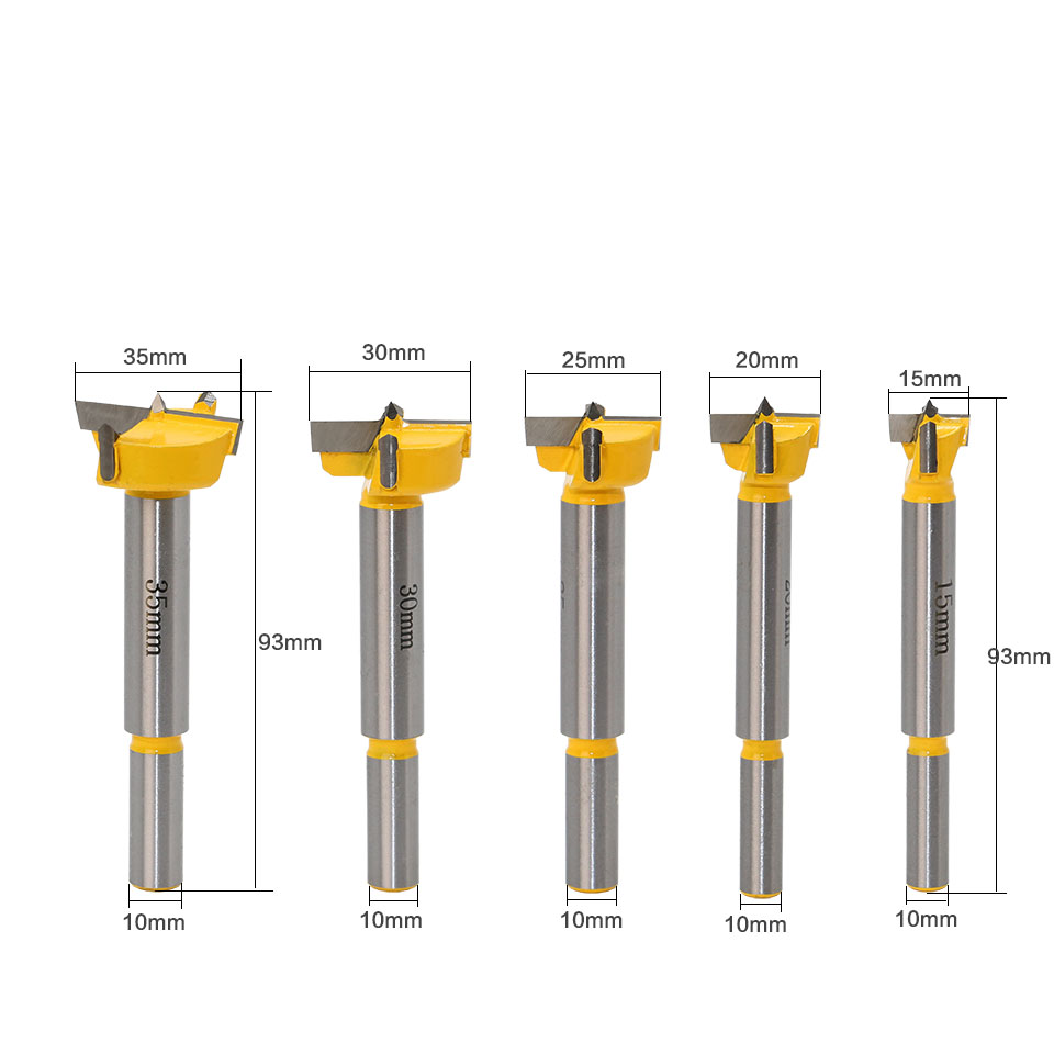 5pc Forstner Tips Hinge Boring Drill Bit Set for Carpentry Wood Window Hole Cutter Auger Wooden Drilling Dia 15 20 25 30 35mm