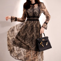 BacklakeGirls 2020 Sexy Hollow Out Lace Long Sleeve Black Cocktail Dress Long Round Neck Evening Party Dress Robe De Soiree